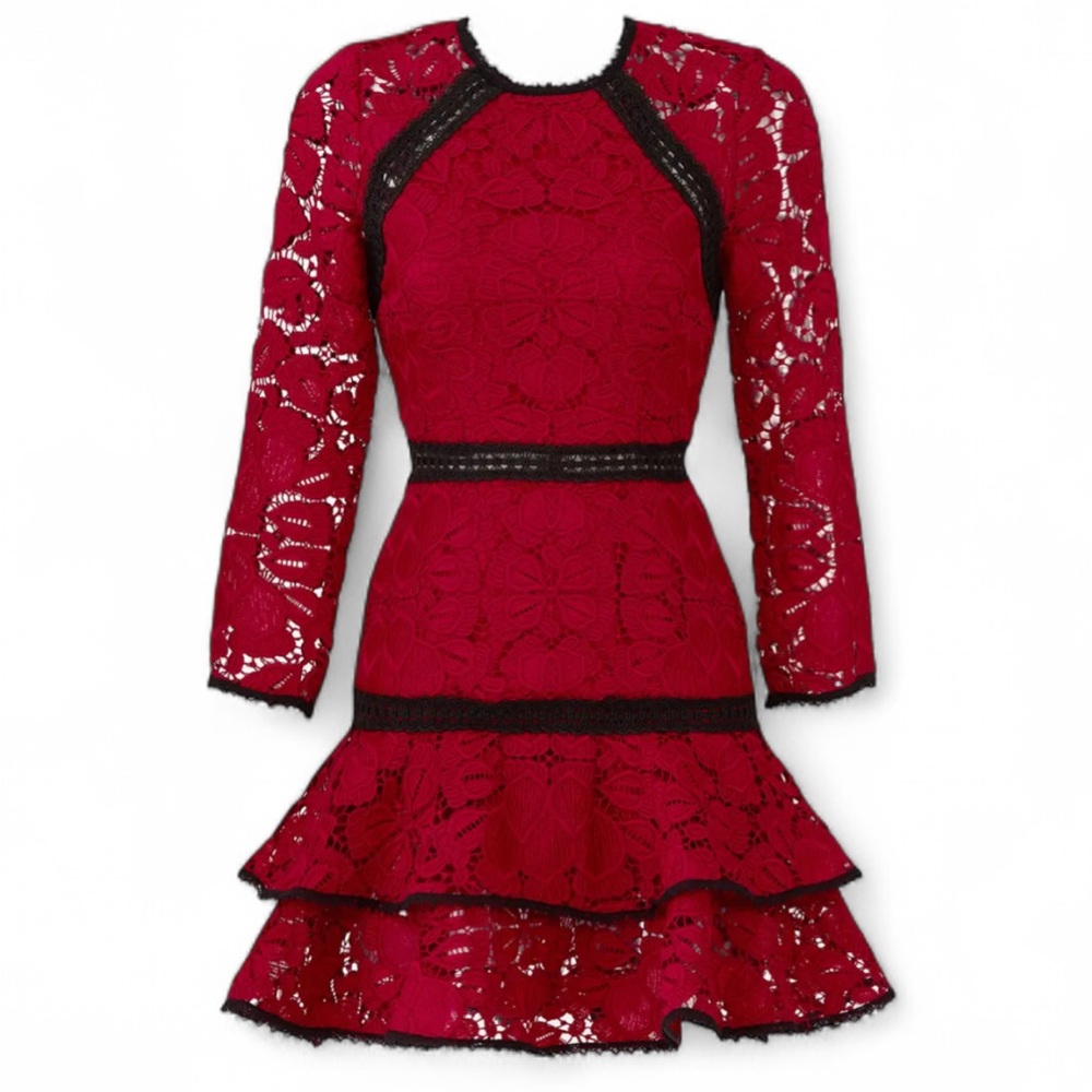 Alexis Vibrant Red Dress with Black Detailing